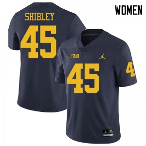 #45 Adam Shibley Michigan Jordan Brand Women's Stitch Jerseys Navy