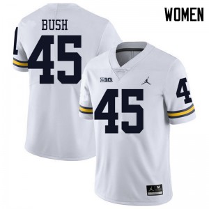 #45 Peter Bush Michigan Jordan Brand Women's NCAA Jerseys White