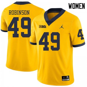 #49 Andrew Robinson Michigan Wolverines Jordan Brand Women's College Jerseys Yellow
