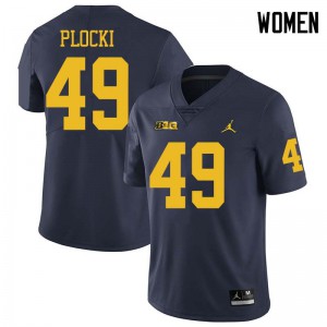 #49 Tyler Plocki Wolverines Jordan Brand Women's University Jersey Navy