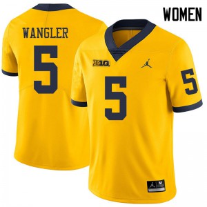#5 Jared Wangler Wolverines Jordan Brand Women's High School Jersey Yellow