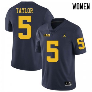 #5 Kurt Taylor Michigan Jordan Brand Women's Official Jerseys Navy