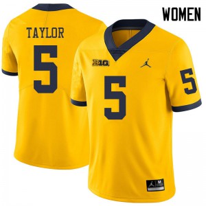#5 Kurt Taylor Michigan Jordan Brand Women's University Jersey Yellow