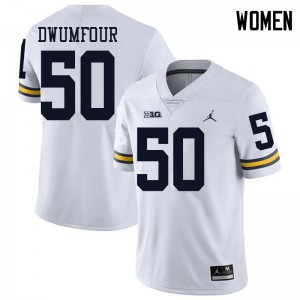#50 Michael Dwumfour Wolverines Jordan Brand Women's Alumni Jerseys White