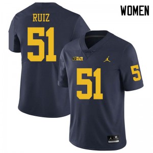 #51 Cesar Ruiz Michigan Wolverines Jordan Brand Women's Football Jerseys Navy