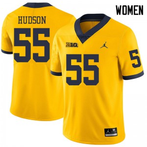 #55 James Hudson University of Michigan Jordan Brand Women's Stitched Jersey Yellow