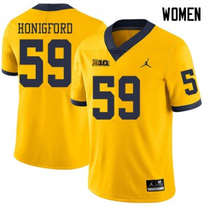 #59 Joel Honigford Michigan Jordan Brand Women's Official Jerseys Yellow