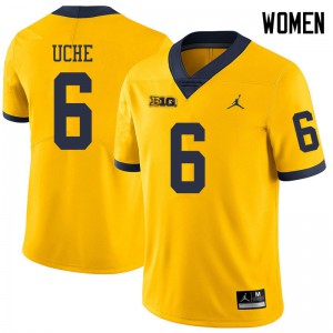 #6 Josh Uche Michigan Wolverines Jordan Brand Women's Alumni Jersey Yellow