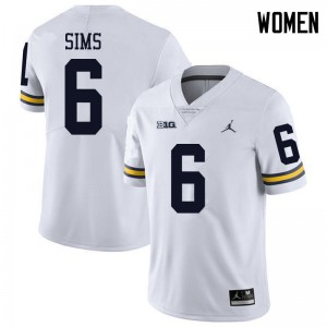 #6 Myles Sims University of Michigan Jordan Brand Women's Official Jersey White