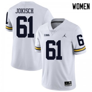 #61 Dan Jokisch Michigan Jordan Brand Women's College Jersey White