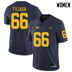 #66 Chuck Filiaga Michigan Jordan Brand Women's NCAA Jersey Navy