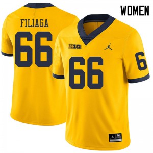 #66 Chuck Filiaga University of Michigan Jordan Brand Women's Stitch Jersey Yellow