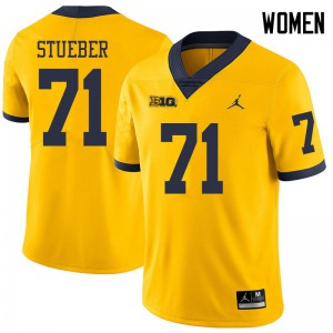 #71 Andrew Stueber Michigan Jordan Brand Women's Stitched Jerseys Yellow