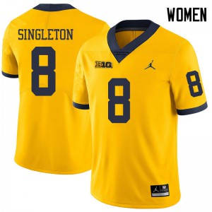 #8 Drew Singleton Michigan Wolverines Jordan Brand Women's NCAA Jersey Yellow