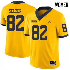 #82 Carter Selzer Michigan Jordan Brand Women's Football Jersey Yellow