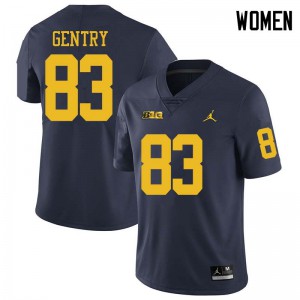 #83 Zach Gentry University of Michigan Jordan Brand Women's Stitched Jerseys Navy