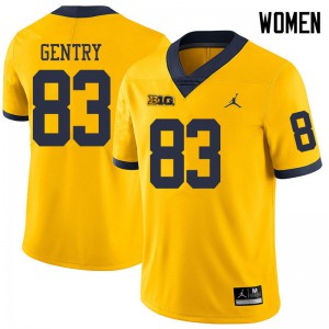 #83 Zach Gentry Michigan Jordan Brand Women's Alumni Jersey Yellow