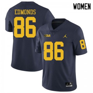 #86 Conner Edmonds Michigan Wolverines Jordan Brand Women's Stitched Jerseys Navy