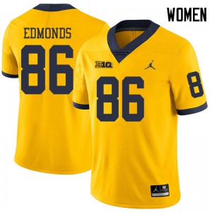 #86 Conner Edmonds Michigan Jordan Brand Women's University Jersey Yellow