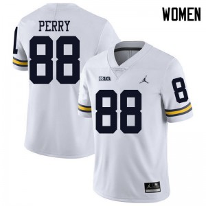 #88 Grant Perry Michigan Jordan Brand Women's NCAA Jerseys White