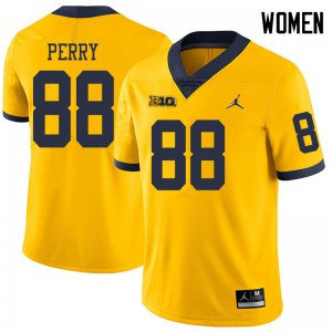 #88 Grant Perry Michigan Jordan Brand Women's Football Jerseys Yellow