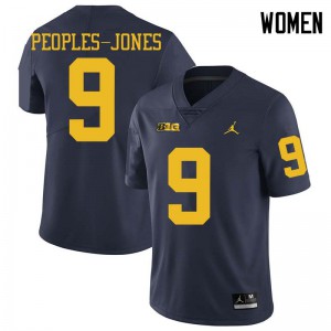 #9 Donovan Peoples-Jones Michigan Wolverines Jordan Brand Women's NCAA Jerseys Navy