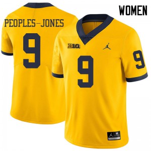 #9 Donovan Peoples-Jones Wolverines Jordan Brand Women's Stitch Jerseys Yellow