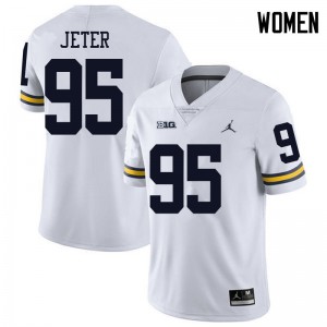 #95 Donovan Jeter Michigan Wolverines Jordan Brand Women's University Jersey White