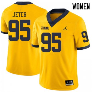 #95 Donovan Jeter Michigan Jordan Brand Women's College Jersey Yellow