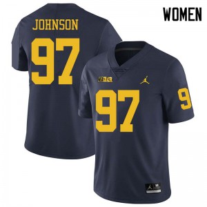 #97 Ron Johnson Michigan Jordan Brand Women's Football Jersey Navy