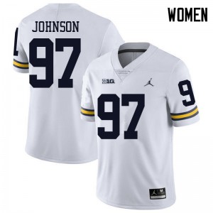 #97 Ron Johnson Michigan Jordan Brand Women's Stitch Jersey White