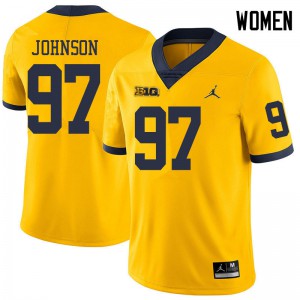 #97 Ron Johnson Michigan Wolverines Jordan Brand Women's University Jersey Yellow