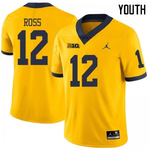 #12 Josh Ross Michigan Wolverines Jordan Brand Youth University Jerseys Yellow