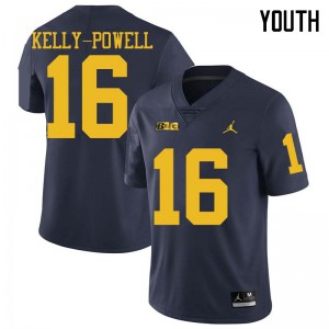 #16 Jaylen Kelly-Powell Michigan Jordan Brand Youth Stitch Jerseys Navy