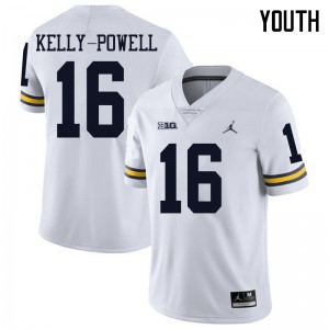 #16 Jaylen Kelly-Powell Michigan Jordan Brand Youth Stitch Jerseys White
