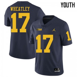 #17 Tyrone Wheatley Michigan Jordan Brand Youth College Jerseys Navy
