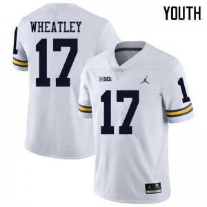 #17 Tyrone Wheatley Michigan Wolverines Jordan Brand Youth Embroidery Jerseys White