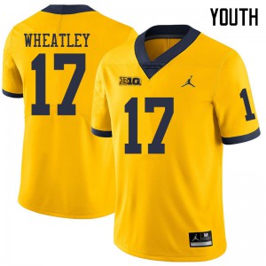 #17 Tyrone Wheatley Michigan Jordan Brand Youth Player Jerseys Yellow