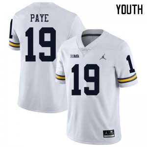 #19 Kwity Paye Michigan Jordan Brand Youth College Jersey White