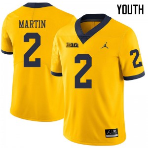 #2 Oliver Martin Michigan Jordan Brand Youth Stitch Jersey Yellow
