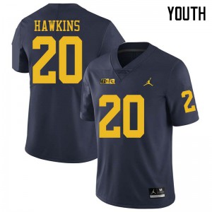 #20 Brad Hawkins Wolverines Jordan Brand Youth Embroidery Jerseys Navy