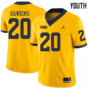 #20 Brad Hawkins Michigan Jordan Brand Youth High School Jerseys Yellow