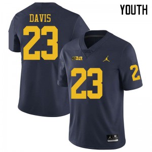 #23 Jared Davis Michigan Wolverines Jordan Brand Youth Embroidery Jerseys Navy