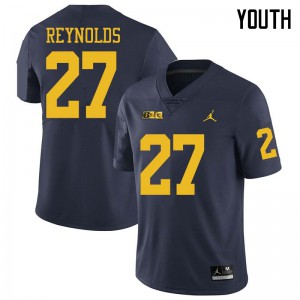 #27 Hunter Reynolds Wolverines Jordan Brand Youth University Jerseys Navy