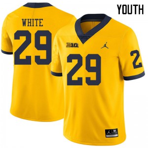 #29 Brendan White University of Michigan Jordan Brand Youth Player Jerseys Yellow