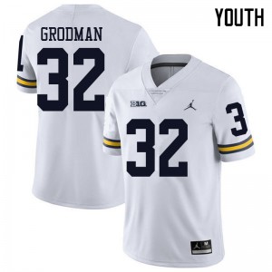 #32 Louis Grodman Michigan Jordan Brand Youth Stitch Jersey White