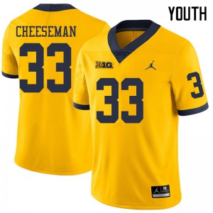 #33 Camaron Cheeseman University of Michigan Jordan Brand Youth Stitched Jerseys Yellow