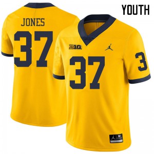 #37 Bradford Jones Michigan Wolverines Jordan Brand Youth Alumni Jersey Yellow