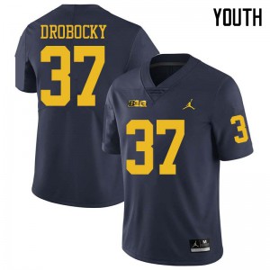 #37 Dane Drobocky Wolverines Jordan Brand Youth Embroidery Jerseys Navy