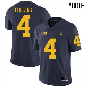 #4 Nico Collins Wolverines Jordan Brand Youth Embroidery Jersey Navy